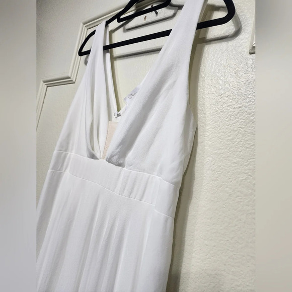 Lulu's Modern Day Romance White Sleeveless Plunge Maxi Dress XL Wedding Party - Picture 8 of 10